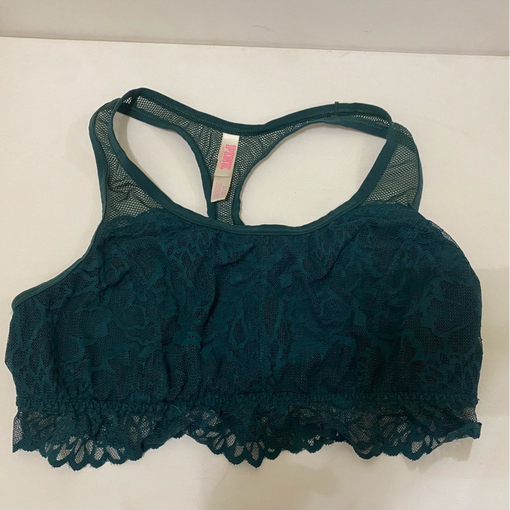 Pink Victoria Secret Lace Bra Large Emerald Green Bralette Racerback